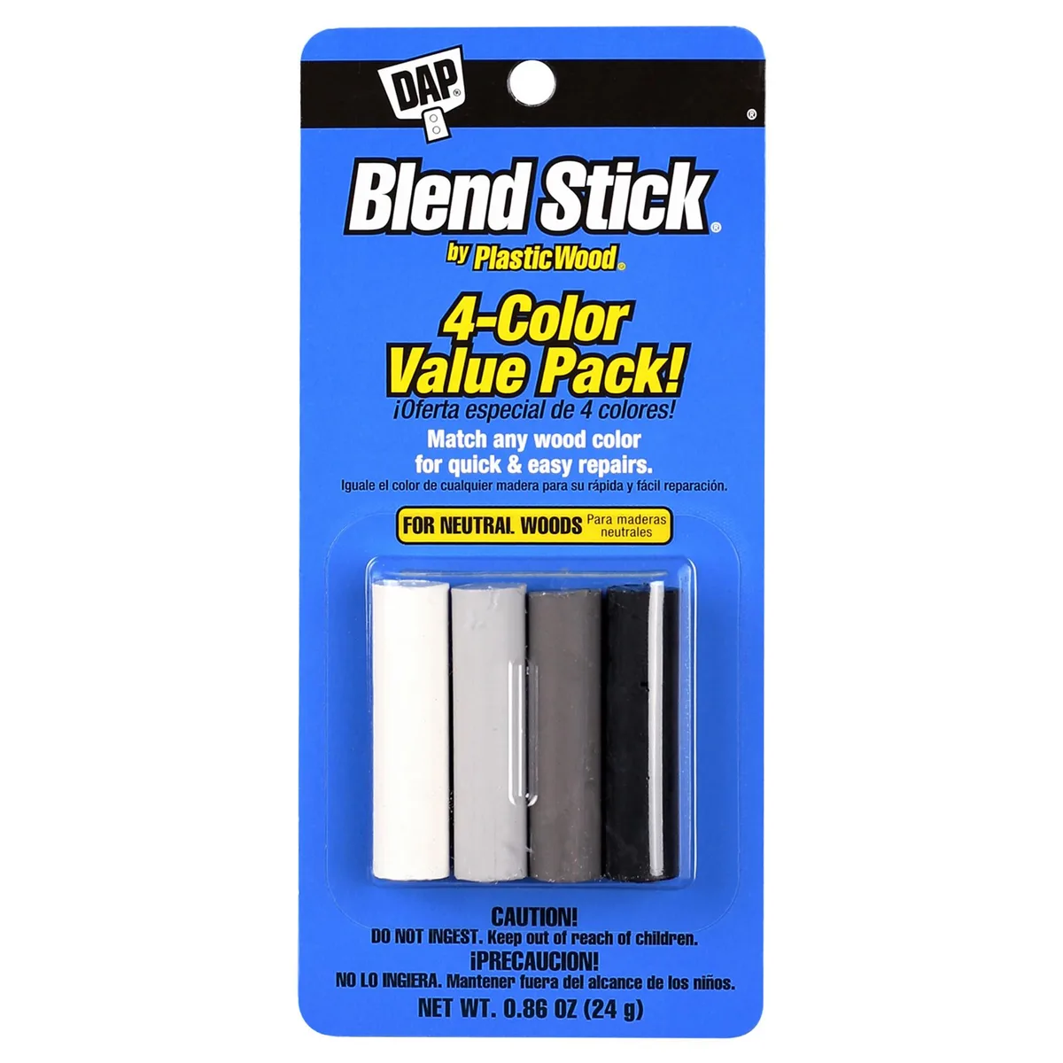 Four wooden-coloured wax sticks in a small blister pack