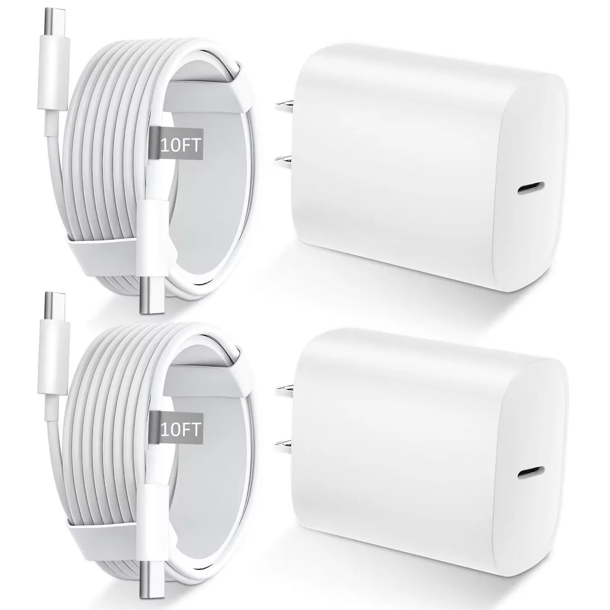 Audiovox - Generic Audiovox - Generic 20W USB-C Charger with 10 ft Cable, White — product photo