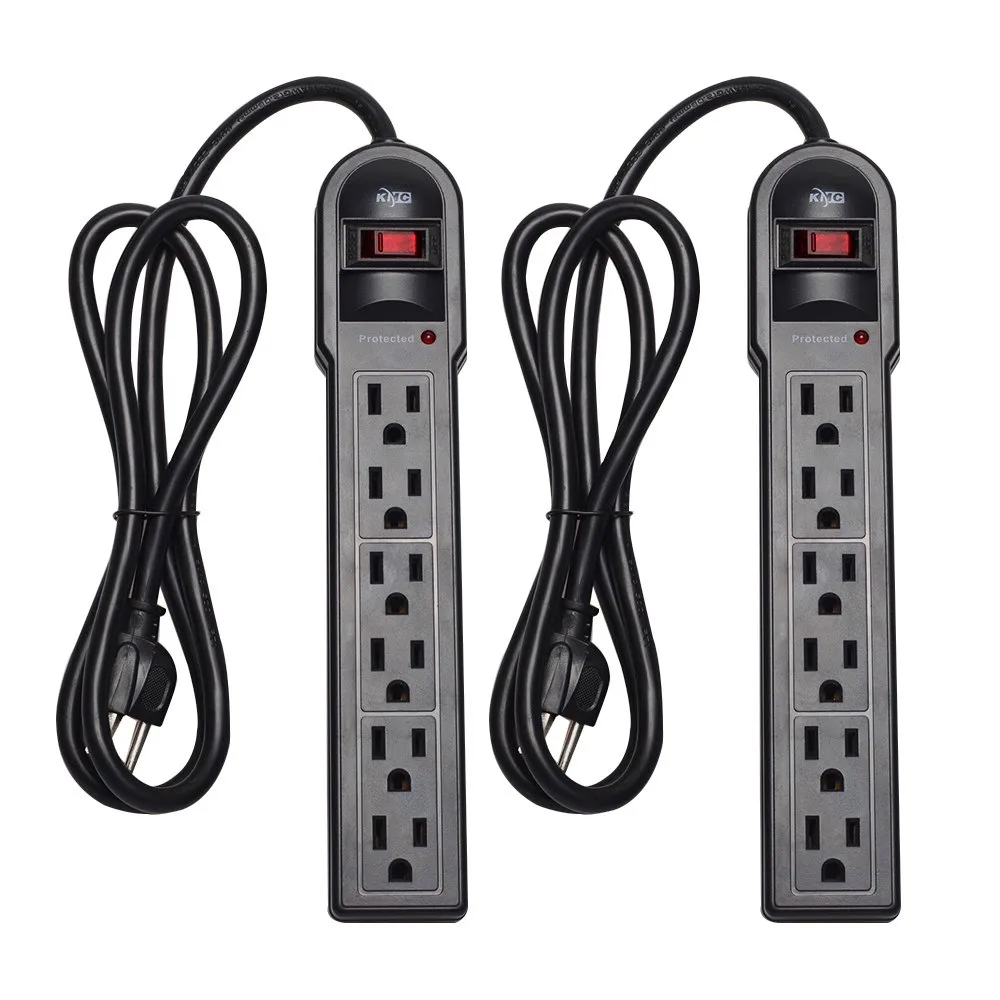 KMC KMC 6-Outlet Surge Protector 2-Pack 900J 4ft Cord 14 AWG Black — product photo
