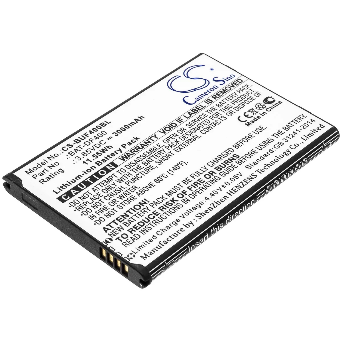 Cameron &amp; Co Cameron &amp; Co DS-CS-BUF400BL battery 3.85V 3000mAh — product photo