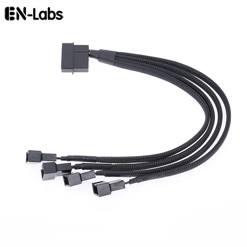 EN-Labs EN-Labs LP424TX425CM Molex to 4-Pin Fan Power Splitter Cable 10 inch Black Sleeved 12V — product photo