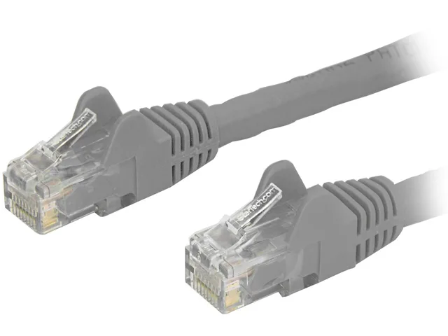 12 foot gray Cat6 Ethernet cable with snagless RJ45 connectors
