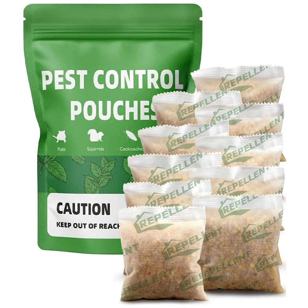 Ten peppermint-scented pest-repellent pouches in a bag