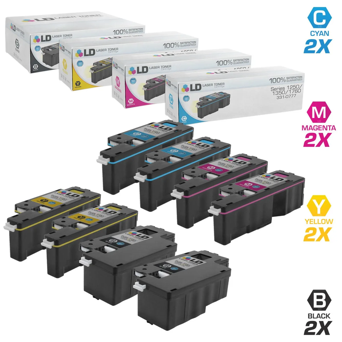 LD Products LD Products Compatible Toner Cartridge 8-Pack for Dell 1250c 1350 1760 High Yield — product photo