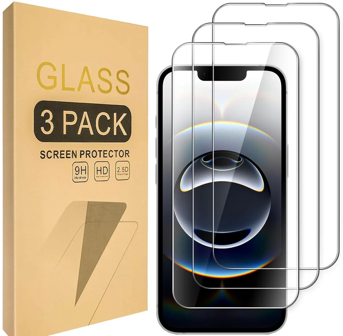 BONAEVER BONAEVER Full Coverage Screen Protector iPhone 16e 6.1-Inch 2025 3-Pack — product photo