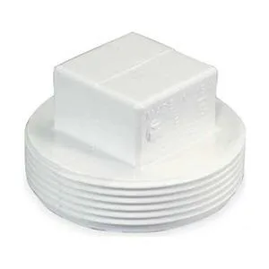 White PVC cleanout plug with male threads, 2 inch schedule 40