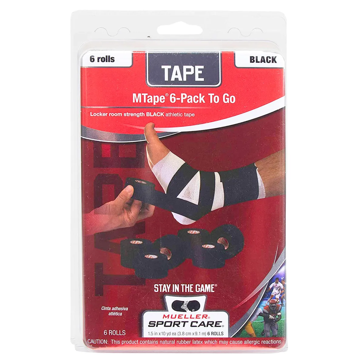 Mueller Mueller MTape Athletic Tape 1-1/2 in. x 30 ft. Black 6-pack sports medicine — product photo
