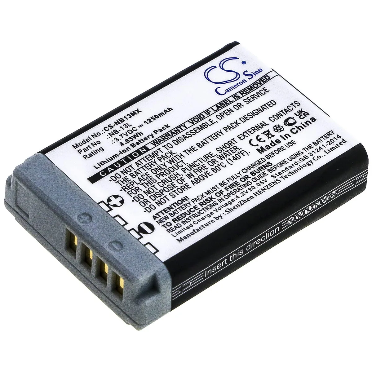  Cameron Sino NB-13L 1250mAh camera battery — product photo