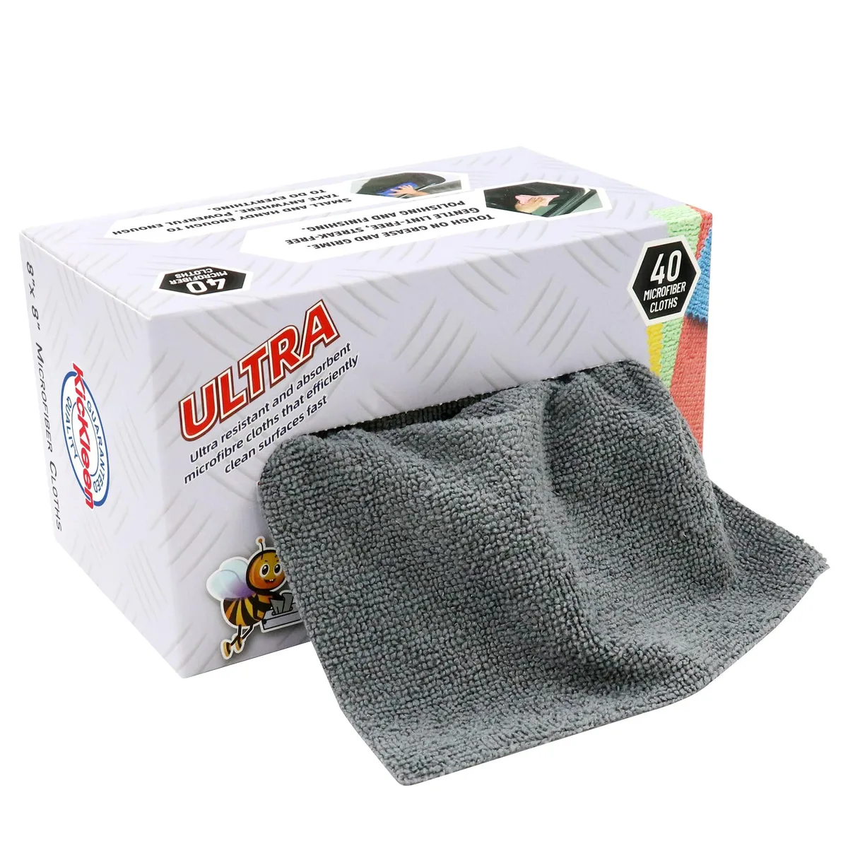 KICKLEEN Microfiber Cleaning Cloths Grey 40 Pack 8x8 Inch Interior Care — product photo