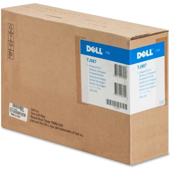 Black cylindrical imaging drum unit in sealed packaging