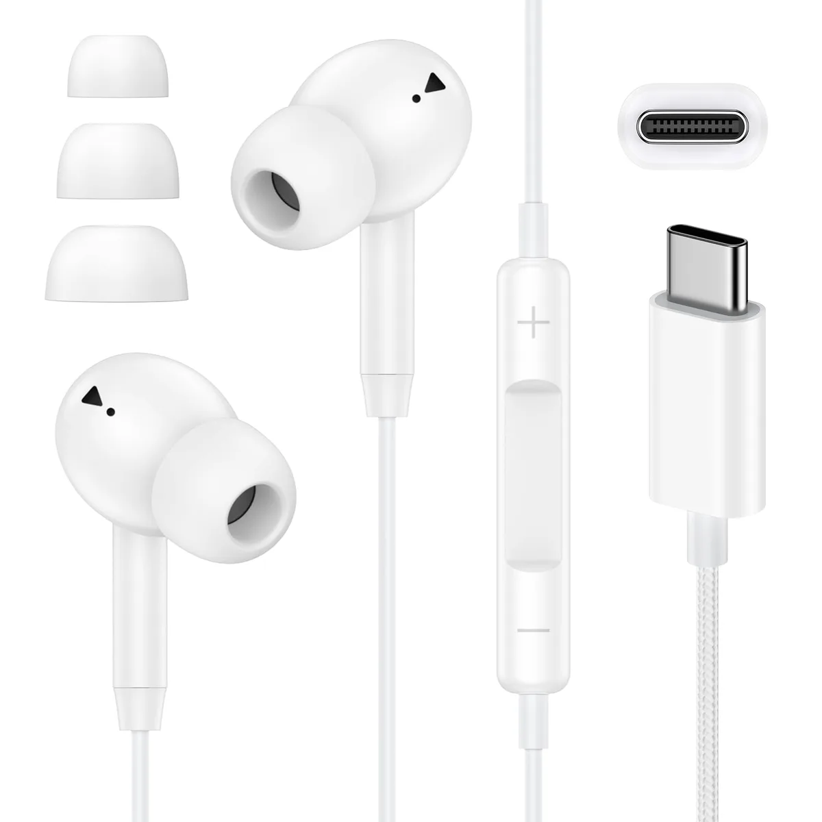 No Sew No Sew USB C In-Ear Headphones White — product photo