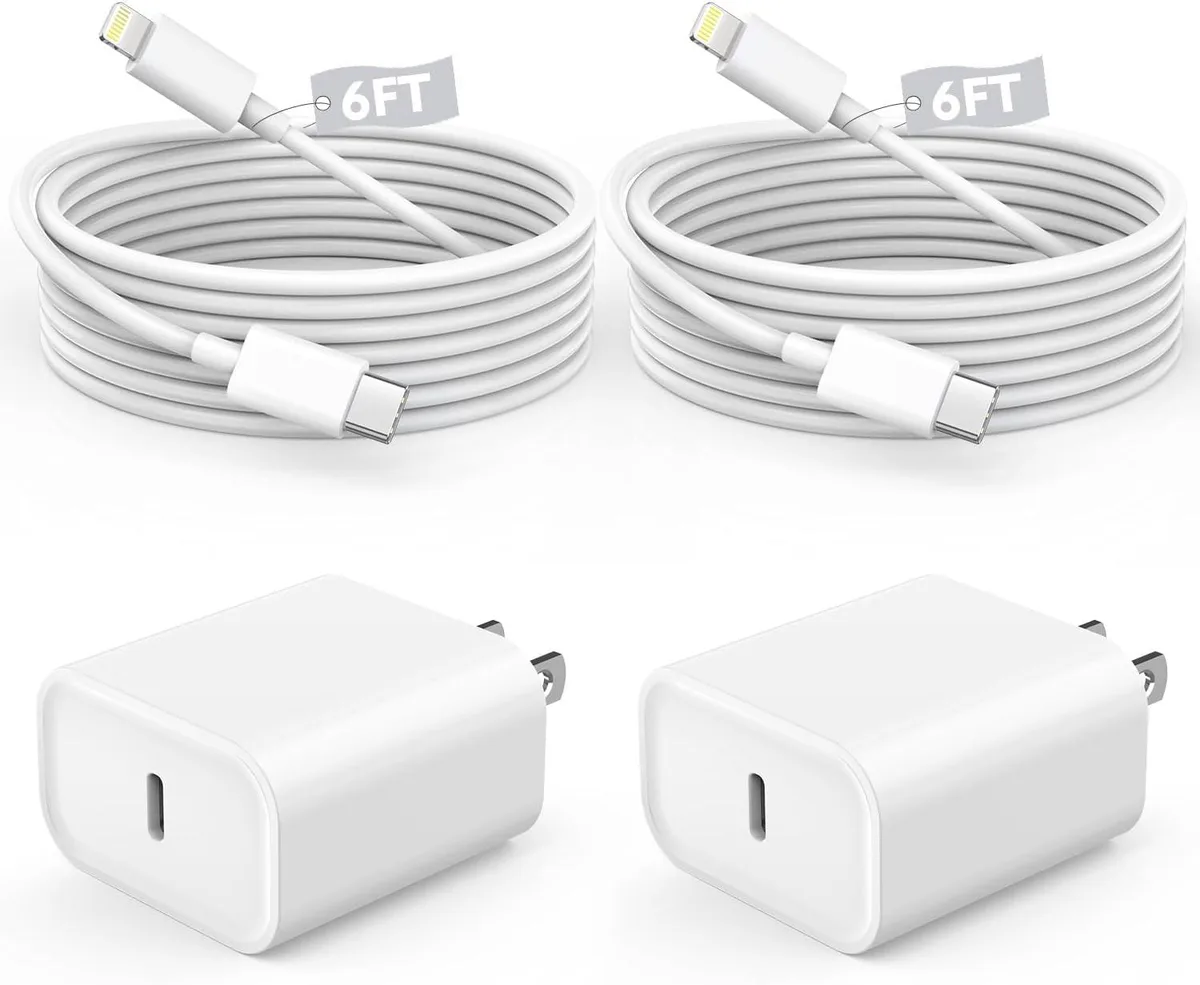 TAURKENAM TAURKENAM 2-Pack USB-C PD Wall Charger with 6FT Lightning Cables MFi Certified for iPhone 14 13 12 11 — product photo