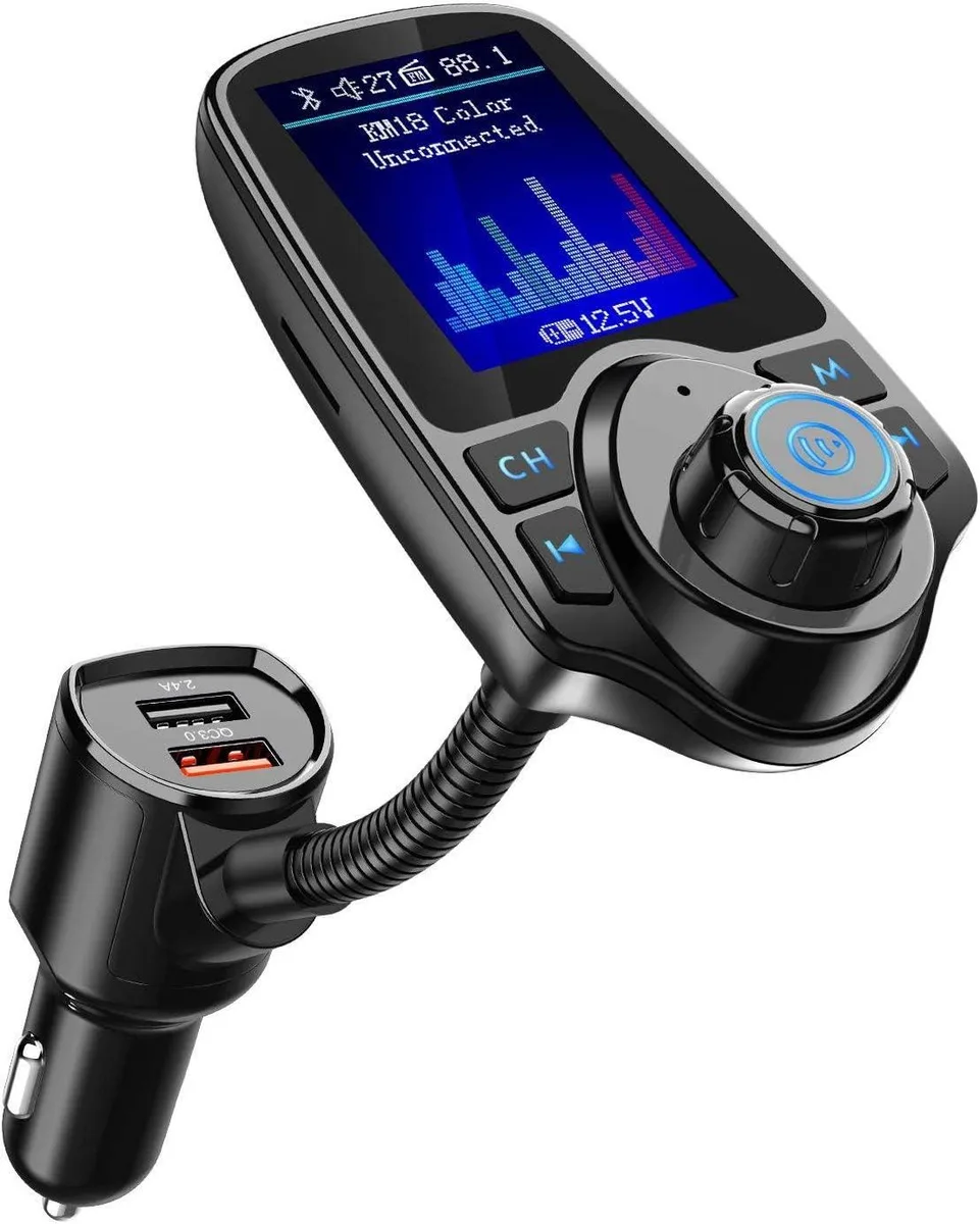 KEHIPI KEHIPI KM18 Bluetooth FM Transmitter Car Charger 1.8 Inch Display QC3.0 — product photo