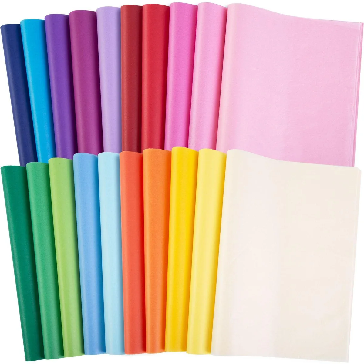 Roll of 330 tissue paper sheets in 20 colors 14x10 inches