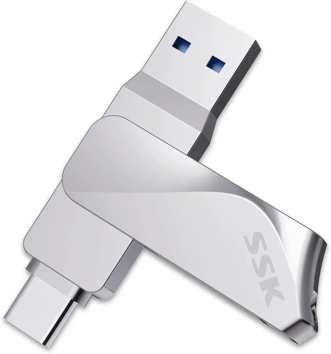 SSK SSK 256GB USB 3.2 Dual Drive USB-A + USB-C Silver — product photo