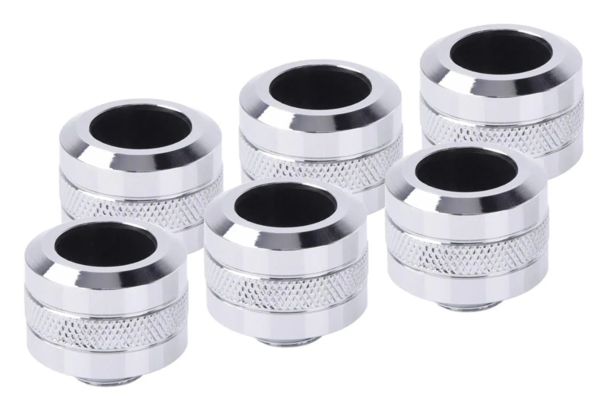Alphacool Alphacool 1017627 Eiszapfen PRO HardTube Fitting 16mm OD Chrome 6-pack Brass — product photo