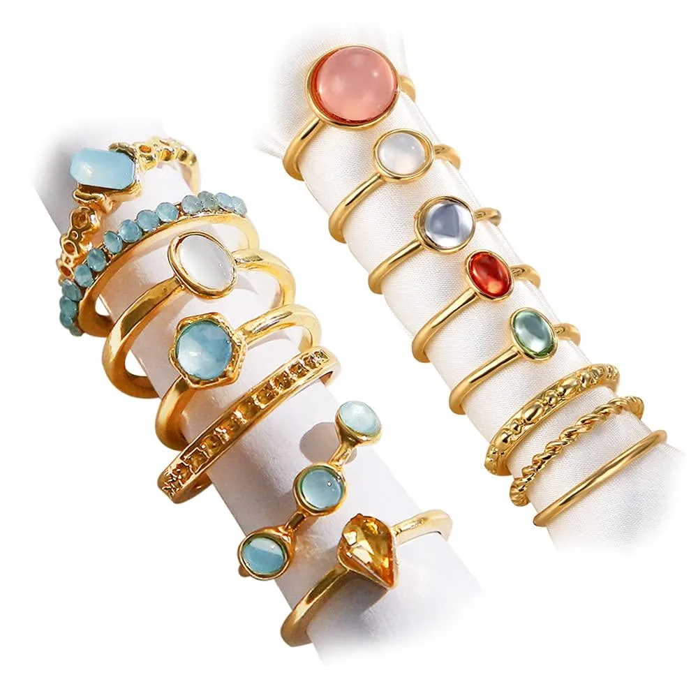  Ring Set 15 pcs Gold Silver Size 8 — product photo