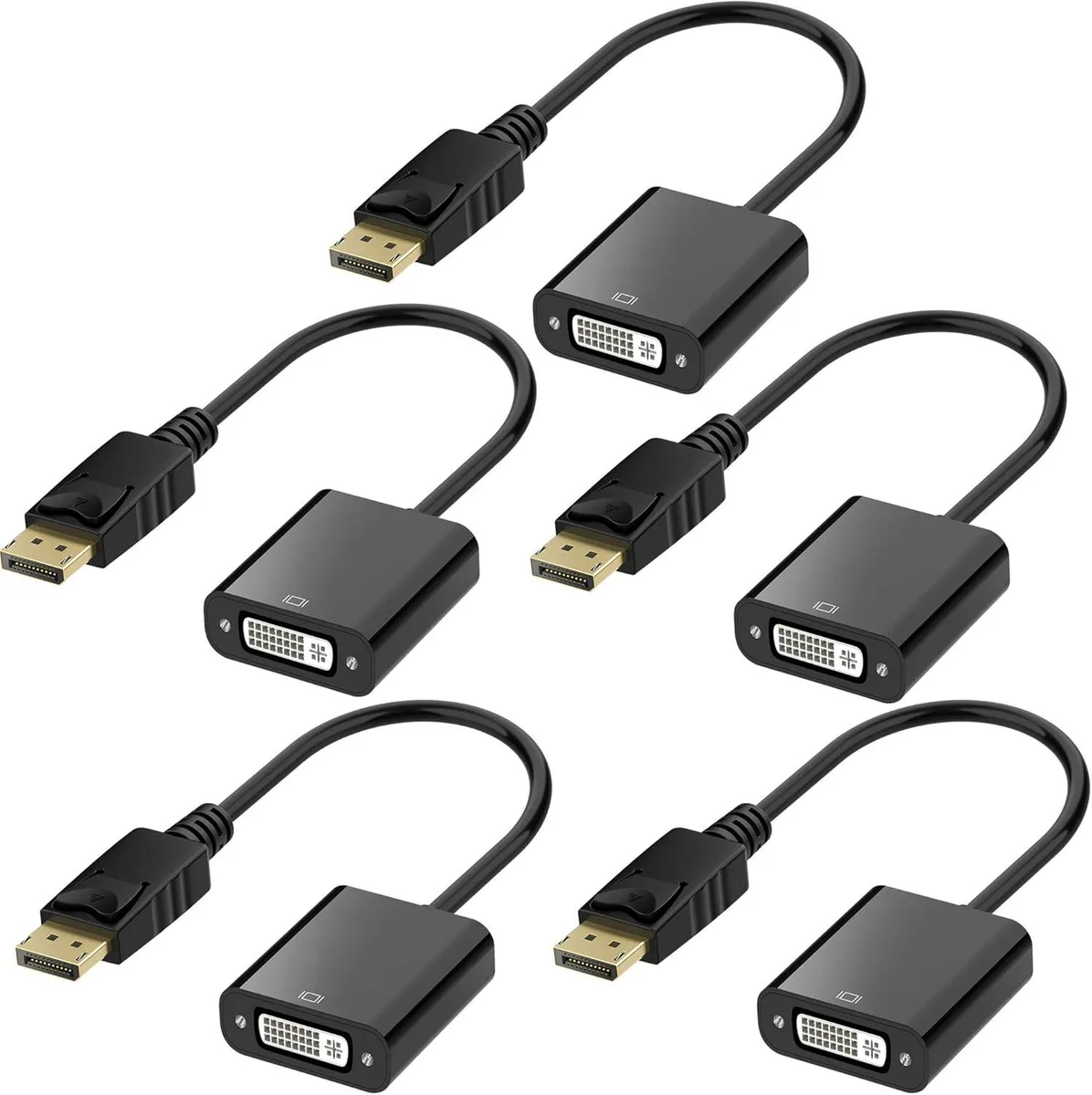 BUCIER BUCIER DisplayPort to DVI-D adapter male to female gold-plated black 5 pack — product photo