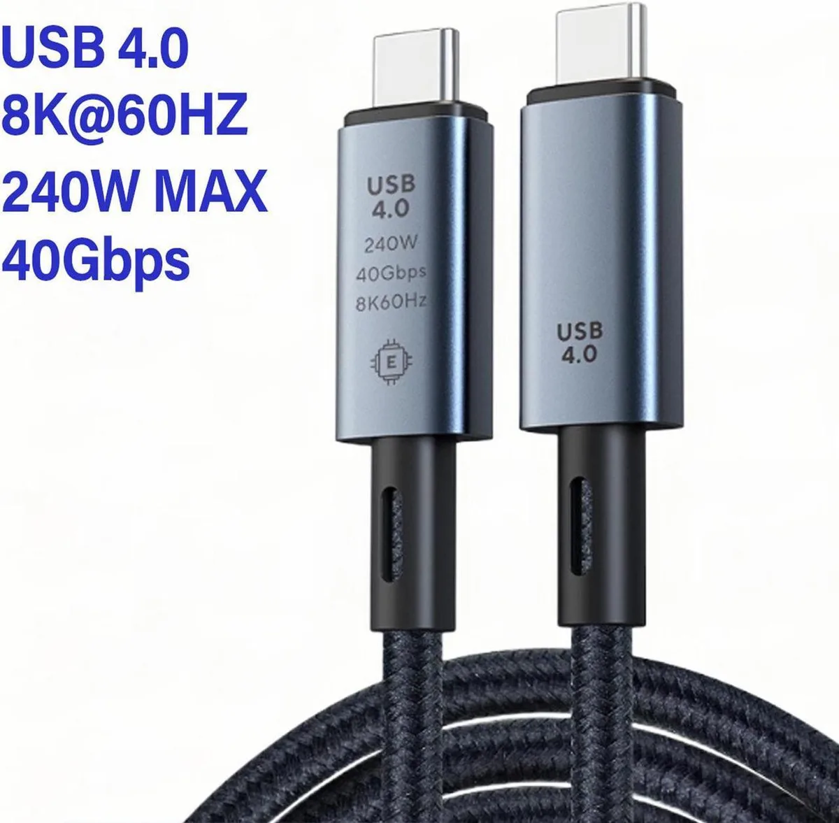 SMUGDESK SMUGDESK USB4 Thunderbolt 3/4 Cable 40Gbps 240W 4ft Gray — product photo