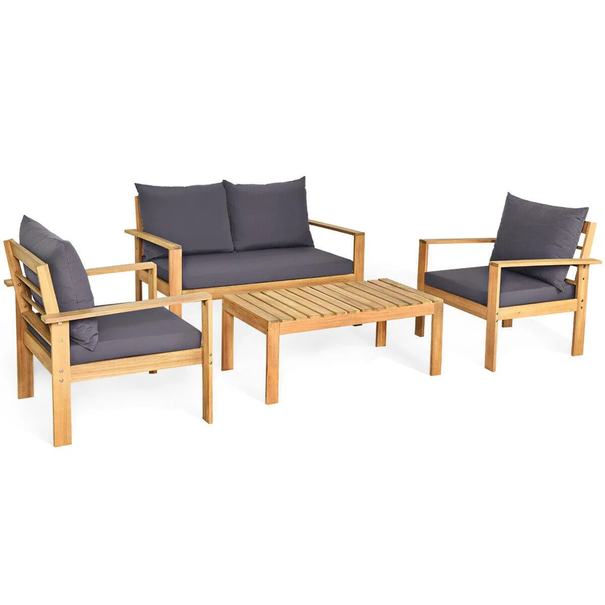 SlickBlue SlickBlue 4-Piece Acacia Wood Patio Seating Set Grey — product photo