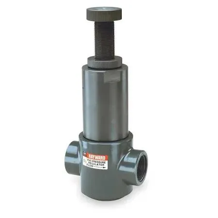 White CPVC pressure regulator with threaded FNPT connections and gauge port