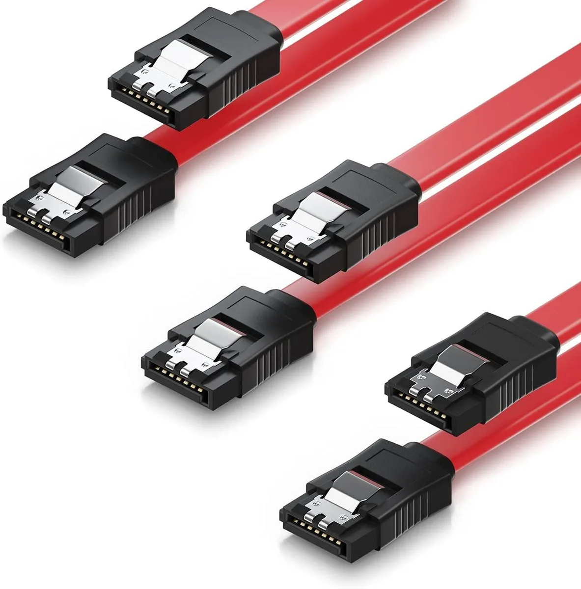 HANNORD HANNORD SATA Cable III 3 Pack 6Gbps Locking Latch 15.75 Inch Red — product photo