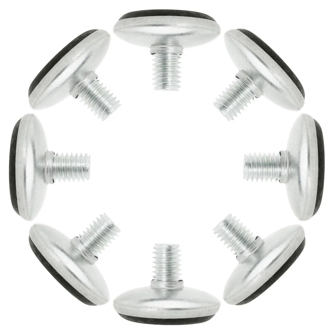 Eight M8 adjustable leveling feet with plastic bases
