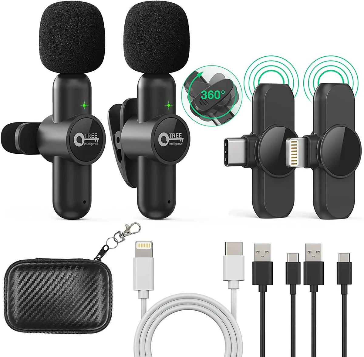 Winait Winait 2.4 GHz wireless lapel microphone kit, 2 mics, 2 receivers — product photo