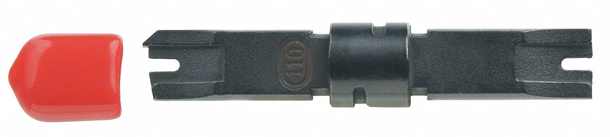 Small metal 110 punchdown blade with reversible cutting ends
