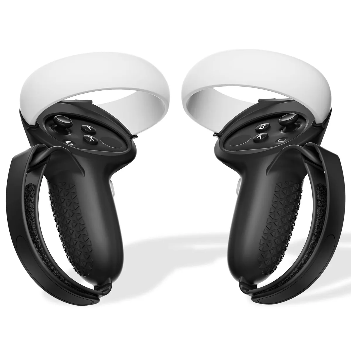 Pair of all-silicone controller grips with adjustable knuckle straps for Quest 2