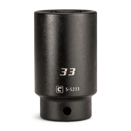 A deep impact socket, 33 mm, 1/2 inch drive, manganese phosphate finish