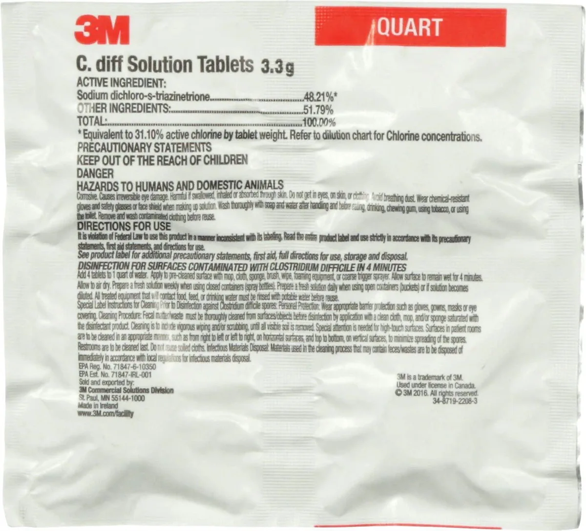 White cylindrical container labelled 85938 holding 140 dissolvable cleaning tablets