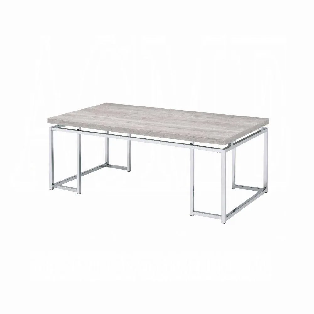 tuphen tuphen Natural Oak and Chrome Coffee Table with Metal Sled Base — product photo