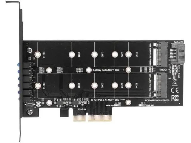 LORDWORLD LORDWORLD 4X to NGFF SSD Adapter Card B-key+M-key M.2 NVME Dual Interface PCIE with Back plate — product photo