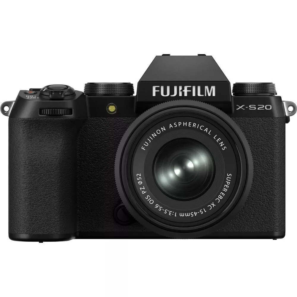 FUJIFILM FUJIFILM X-S20 compact mirrorless camera with 15-45mm lens (Black) — product photo