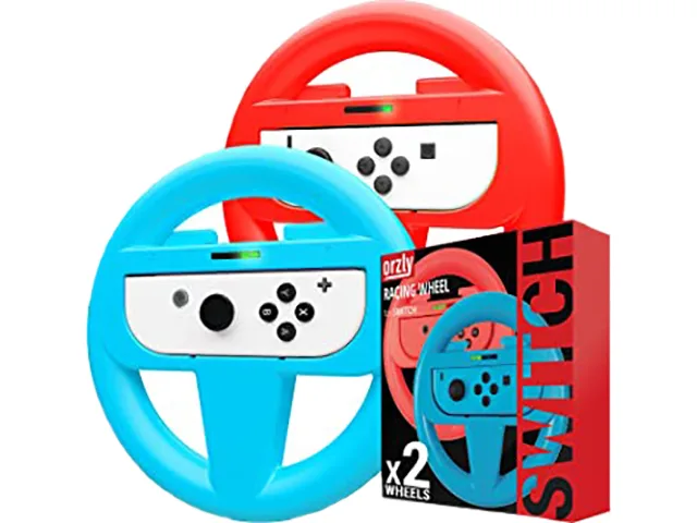 Nintendo Nintendo NINTENDO-SWITCH-STEERING-WHEEL Red and Blue Steering Wheels Bundle — product photo