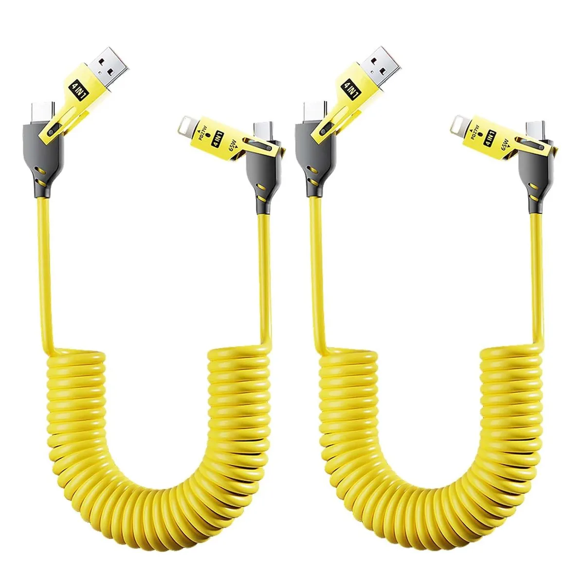 Mobee Mobee 4-in-1 Coiled USB-C Cable 2-Pack 9FT 65W PD — product photo