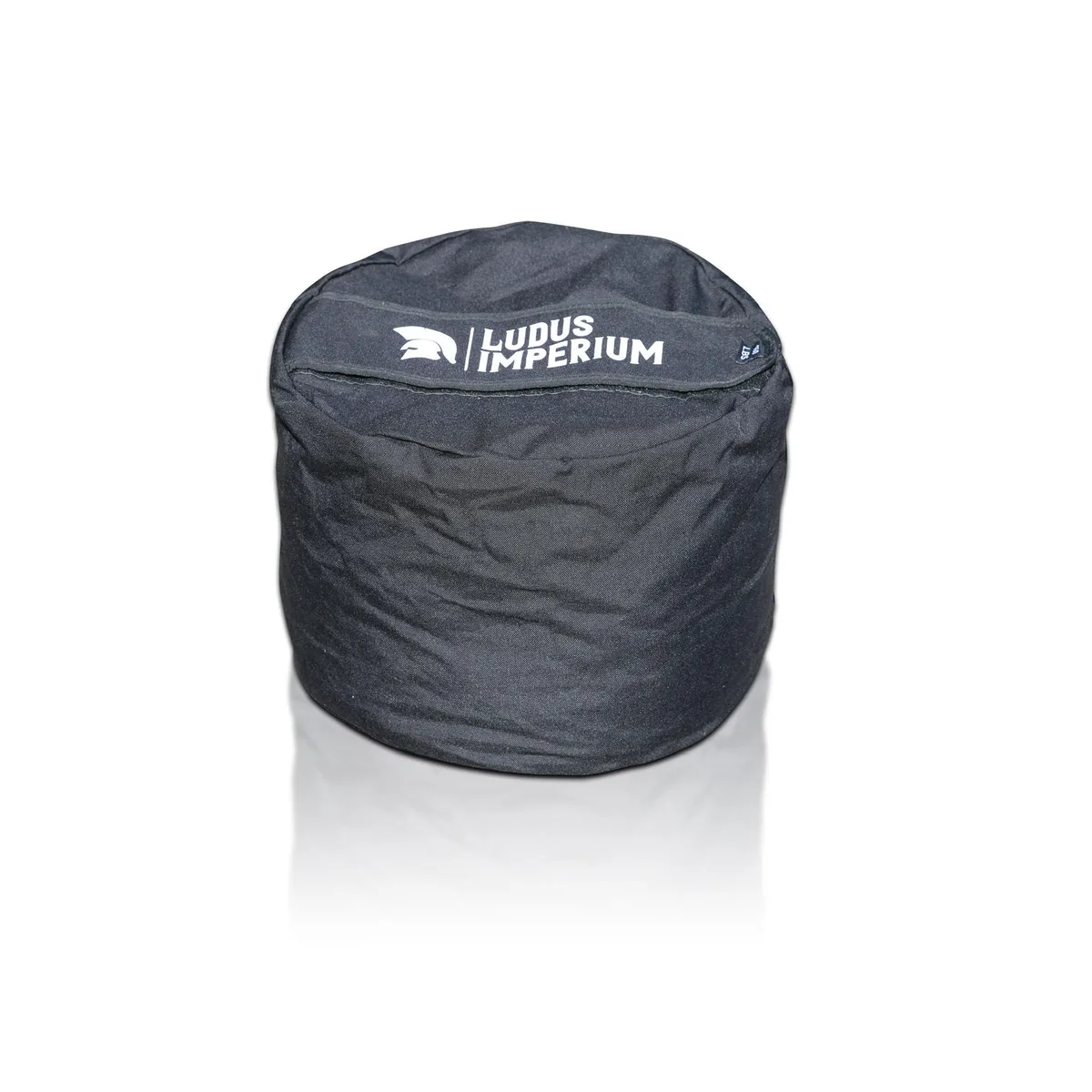 Black nylon Cordura training sandbag with multiple handles and internal filler bag, 100 lb capacity