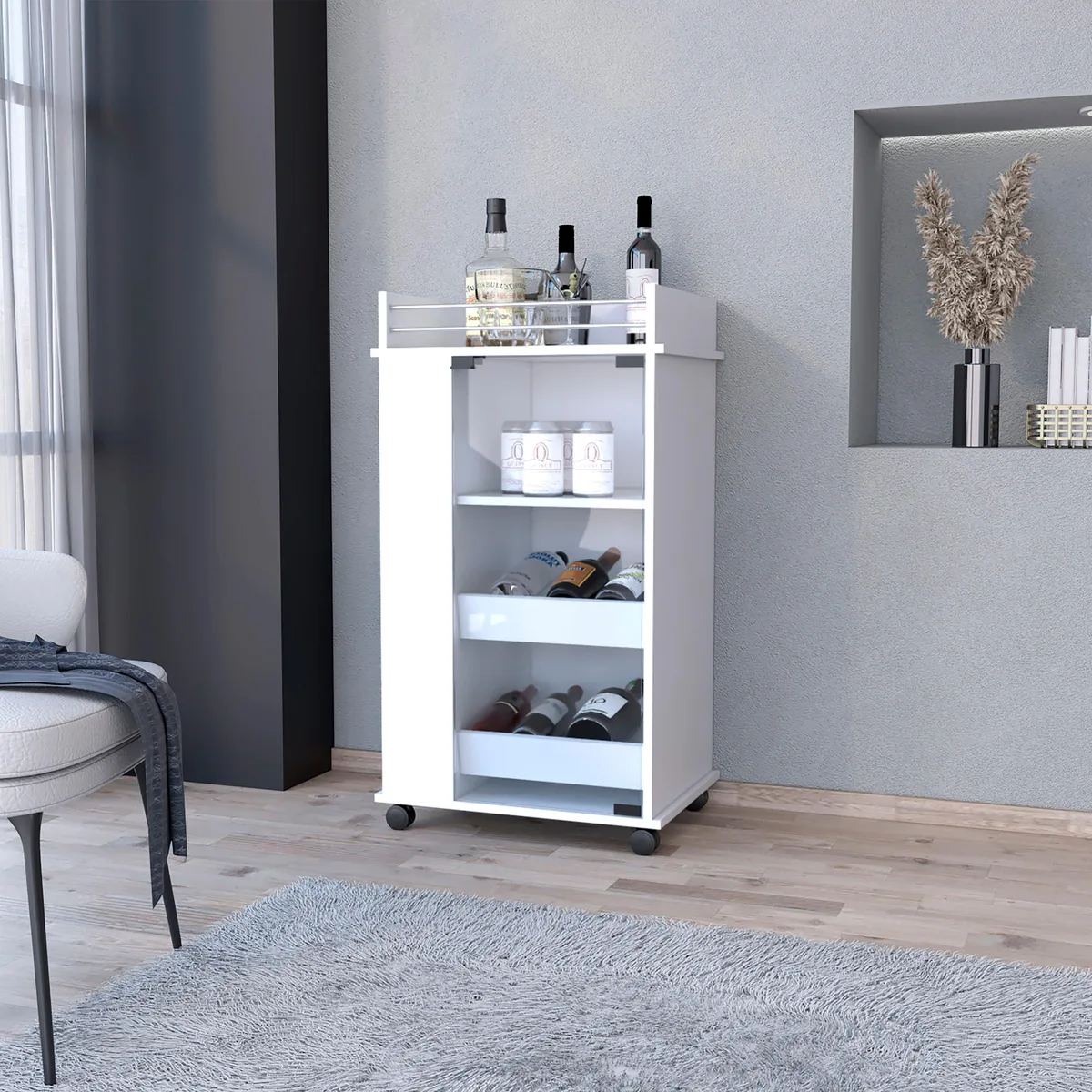 FM FURNITURE FM FURNITURE Lusk Bar Cart White 16.3x21.6x39 FM9020MLB — product photo