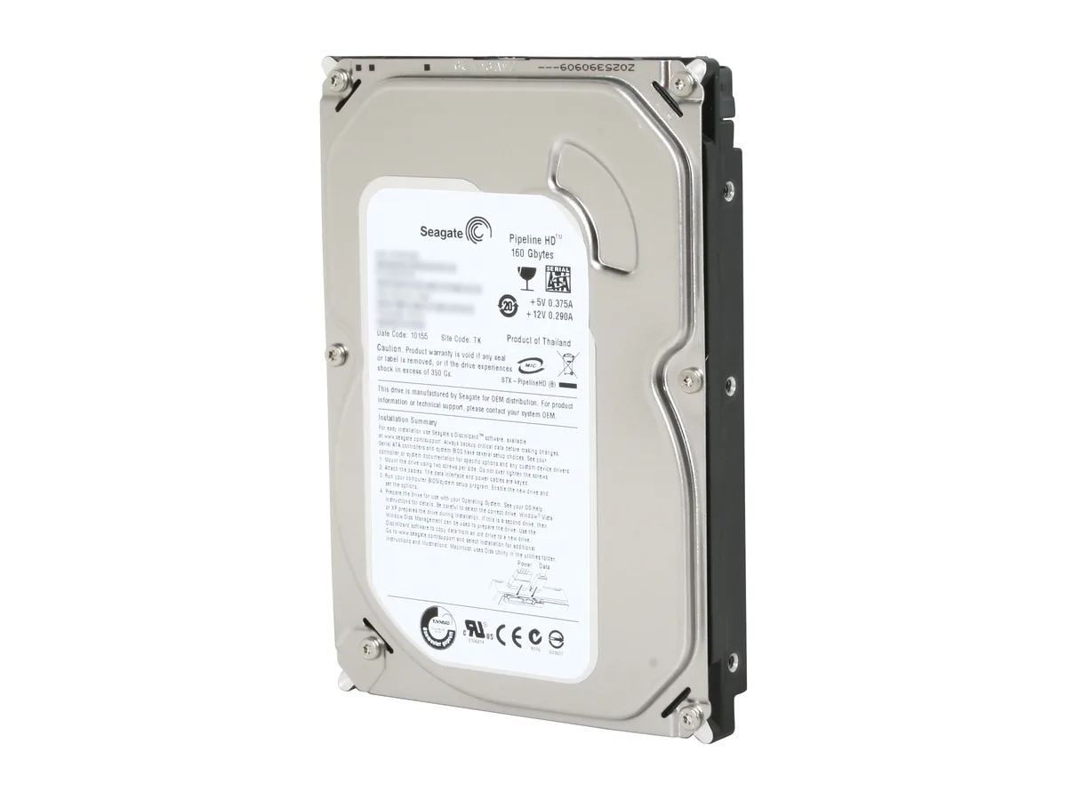 Seagate Seagate Pipeline HD ST3160310CS 160GB 5900 RPM 8MB SATA 3.0Gb/s 3.5" internal hard drive — product photo
