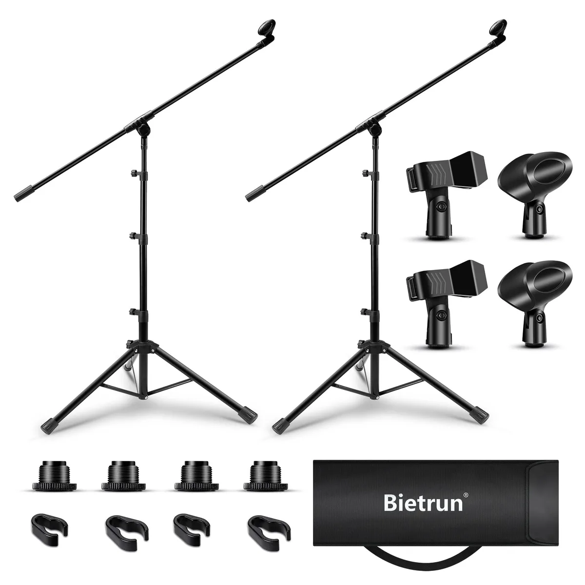  Avid MZJ07-02 Microphone Stand 2 Pack Tripod Adjustable Boom 28-89in Carry Bag Clips — product photo