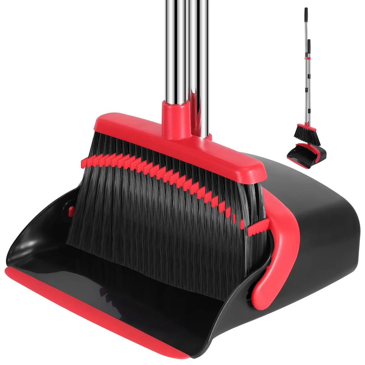 3M broom and dustpan set, black and red, 52-inch adjustable handle