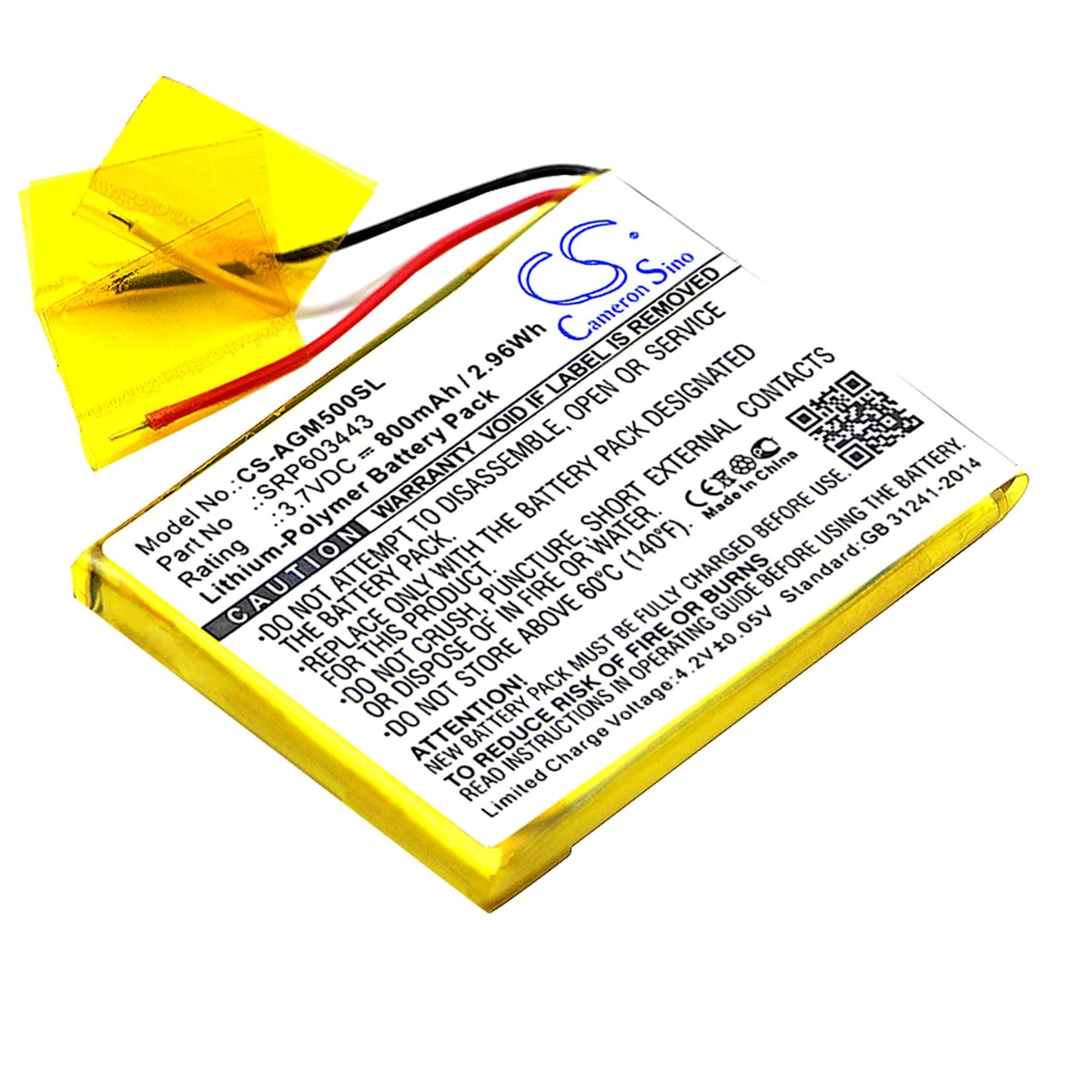 Centenex Electronics Centenex Electronics DS-CS-AGM500SL Battery for Astro A50 800mAh 3.7V Li-Polymer Black — product photo