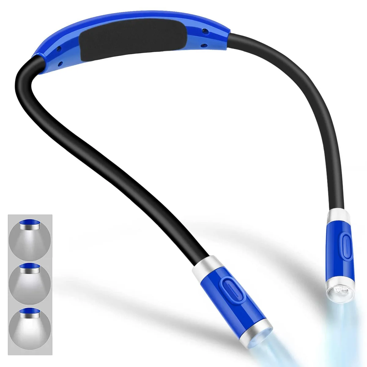 Lightweight rechargeable neck light with flexible silicone arms, 4.4 oz