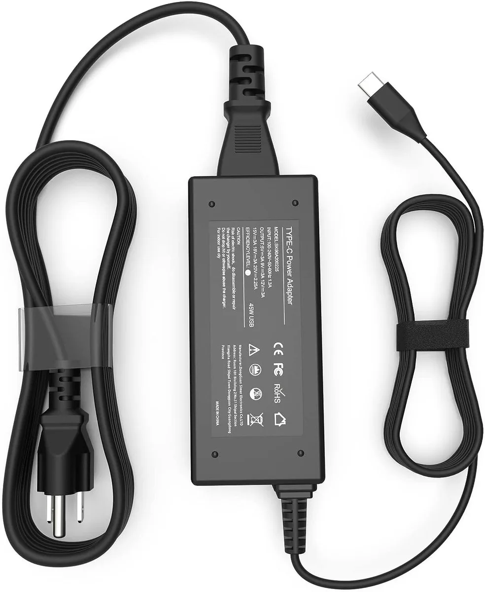 Compact black USB-C power adapter with detachable cord