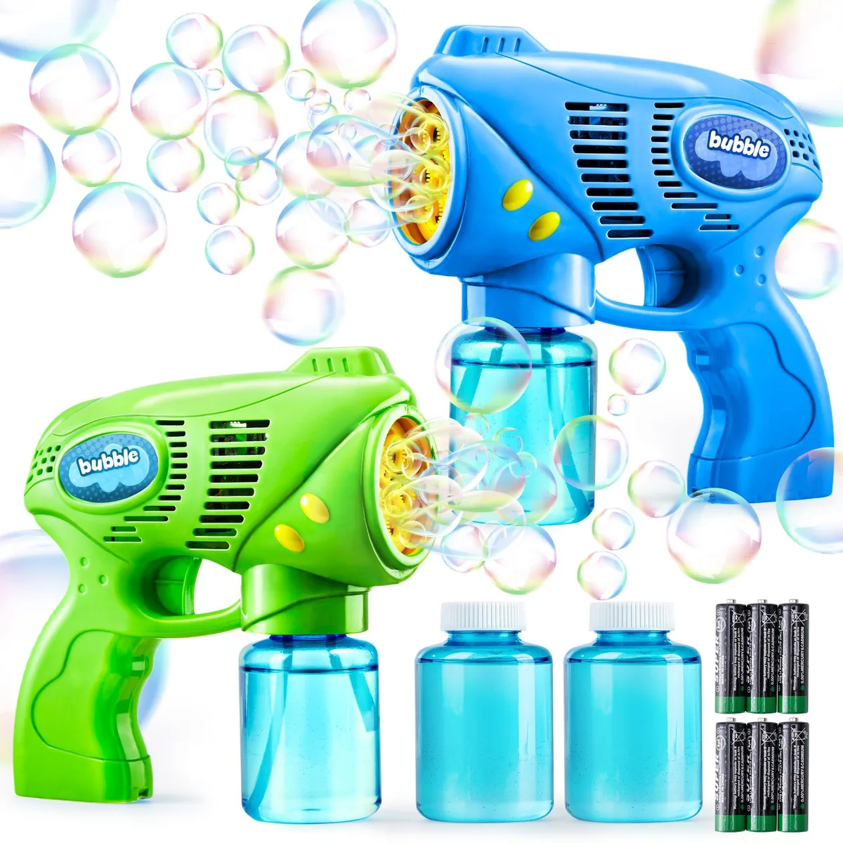 2 Kids Bubble Gun Set with 2 x 148 ml Refill Solution — product photo