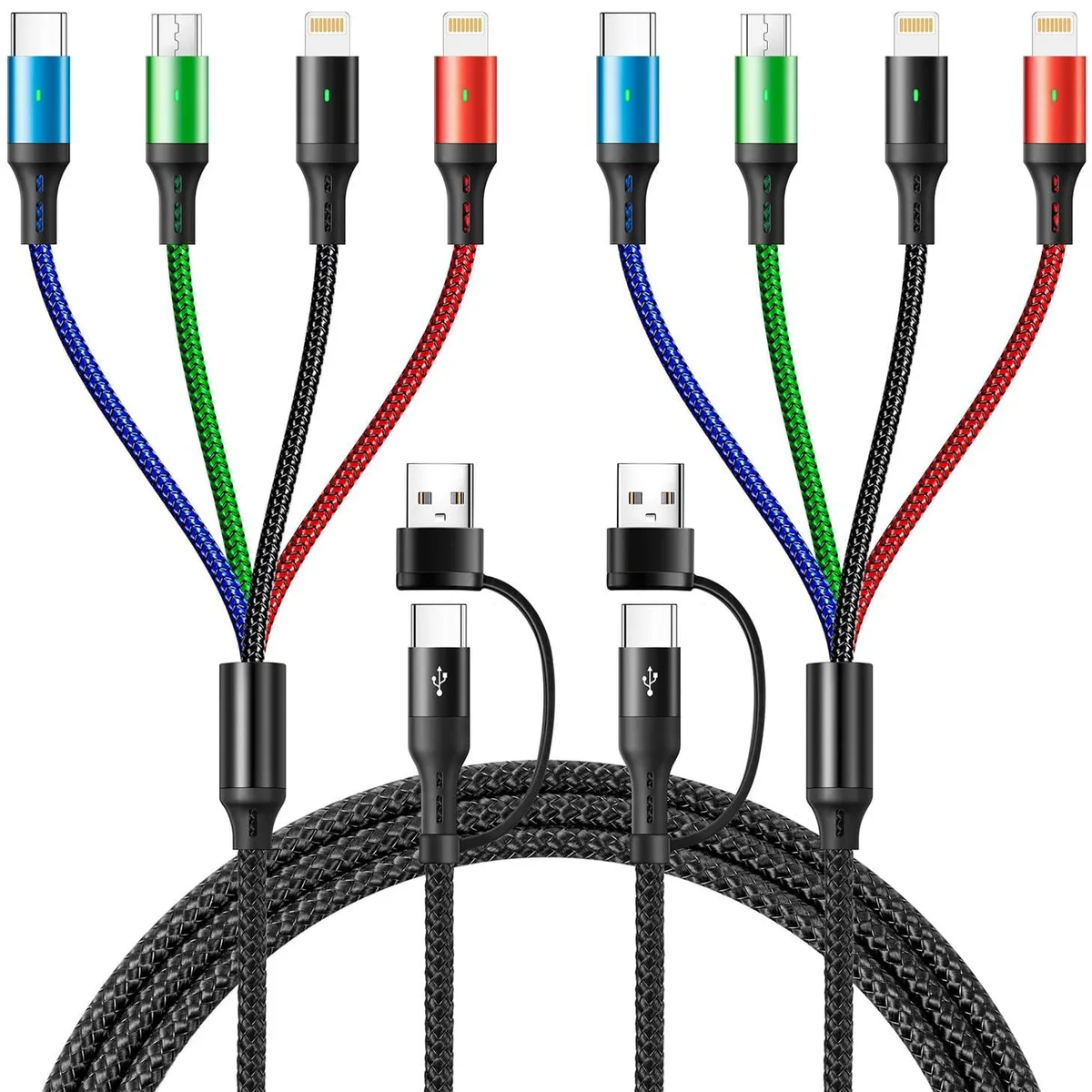 KEHIPI KEHIPI 4-in-2 Multi Charging Cable 3.5A 2-Pack 6Ft Black — product photo
