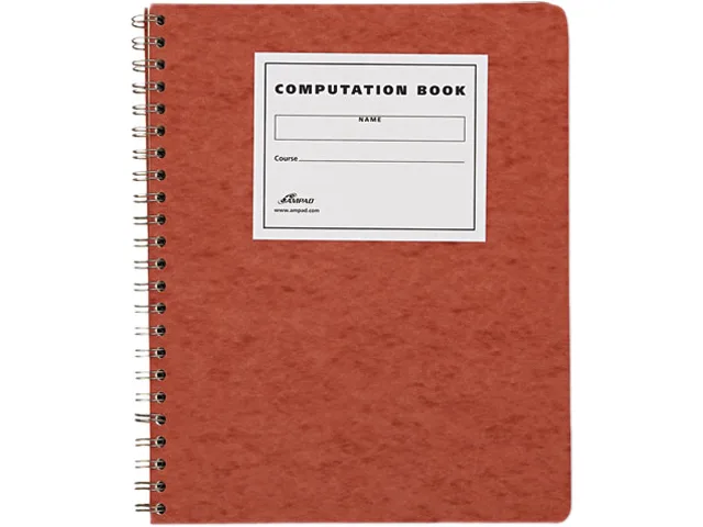 Green spiral-bound computation pad with grid ruling