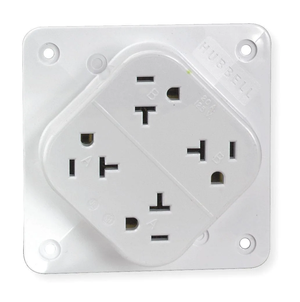 Hubbell Incorporated Hubbell Incorporated HBL420W 4-PLEX Quad Receptacle 20A 125V White — product photo