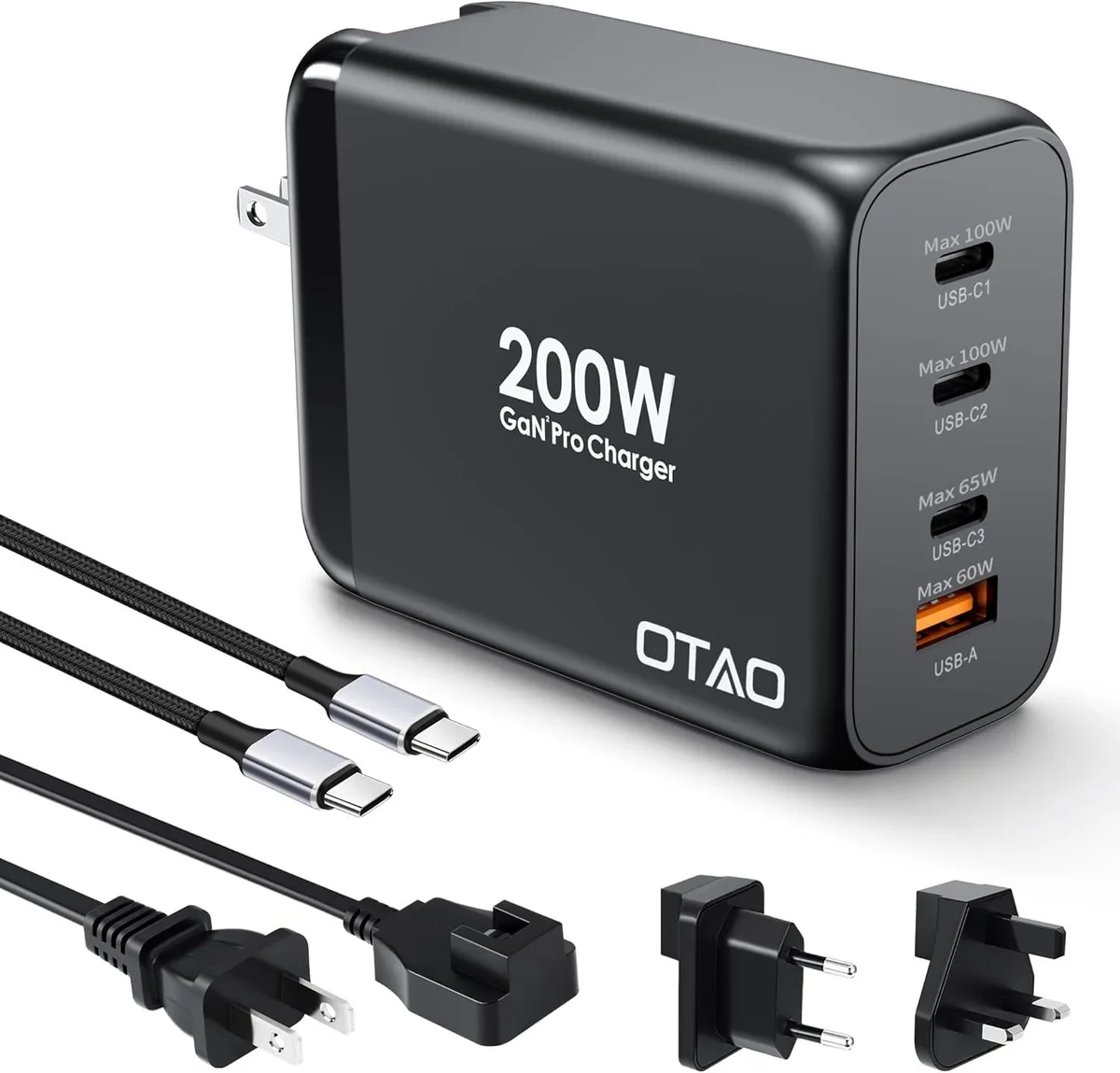 Capezio Capezio 200W 4-Port GaN USB-C Charger with 1.5m AC Cord UK/EU Plug — product photo